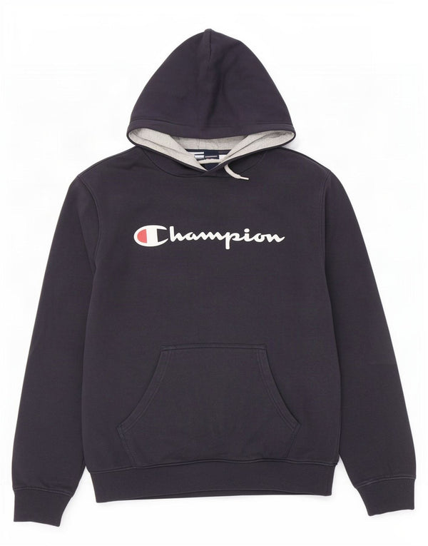 Jumper com capuz gráfico masculino Champion médio azul marinho algodão
