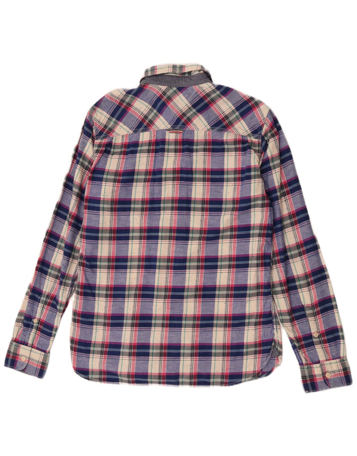 Camisa masculina Tommy Hilfiger grande algodão xadrez azul