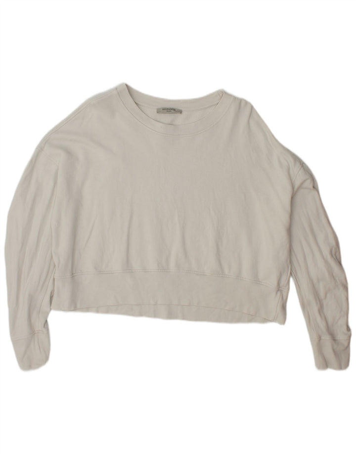 ALL SAINTS Womens Oversized Crop Sweatshirt Jumper UK 10 Small White