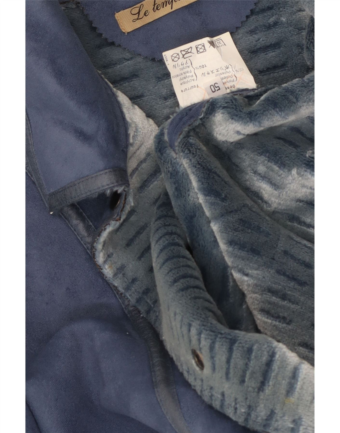 Sobretudo feminino vintage IT 50 XL azul poliéster