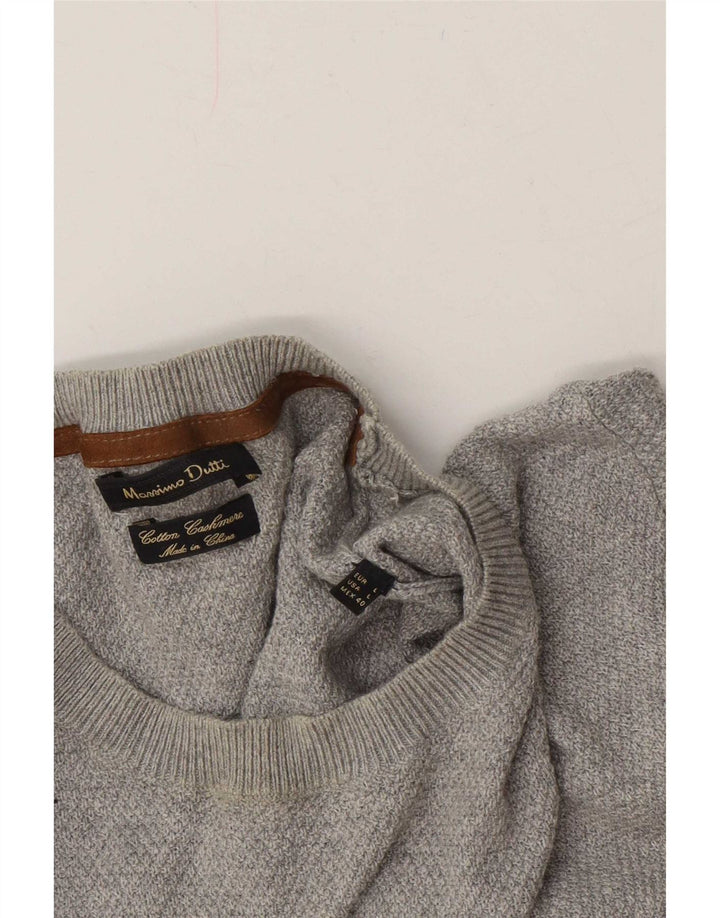 Suéter masculino Massimo Dutti com gola redonda, grande algodão cinza