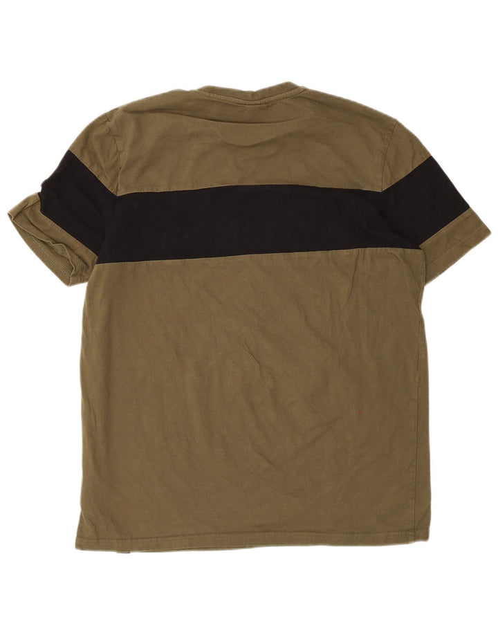 Ellesse Camiseta masculina gráfica Top médio cáqui algodão colorblock