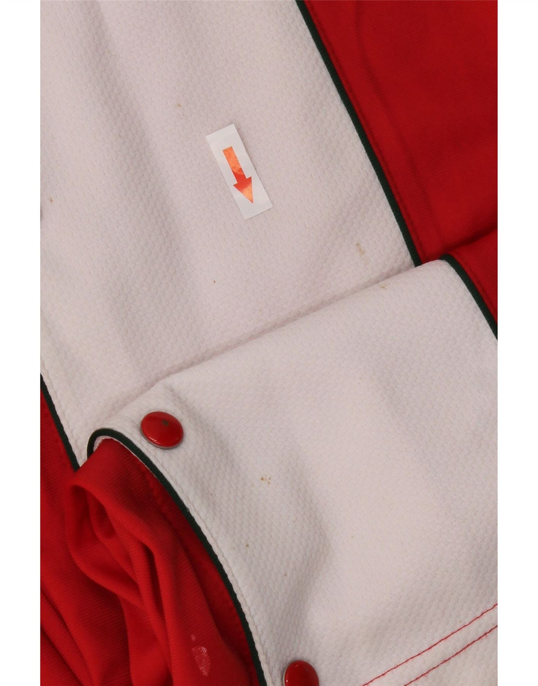 Calças de treino femininas vintage IT 40 poliéster vermelho pequeno Colourblock