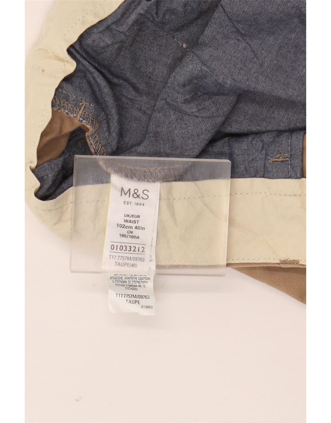 Shorts chino masculino Marks & Spencer W40 XL algodão bege