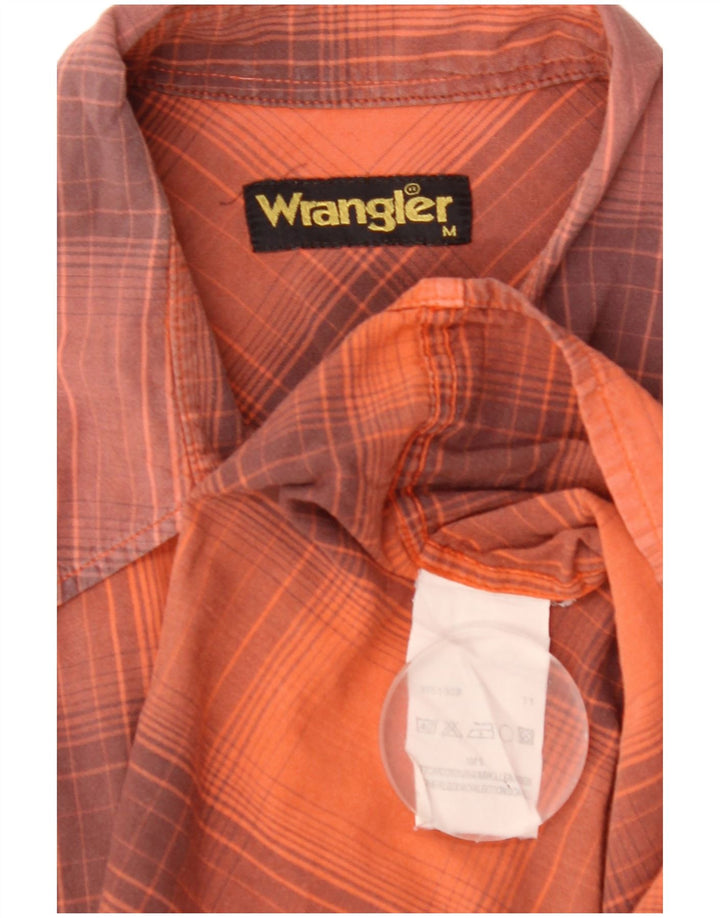 Wrangler Camisa masculina de manga curta laranja médio algodão xadrez