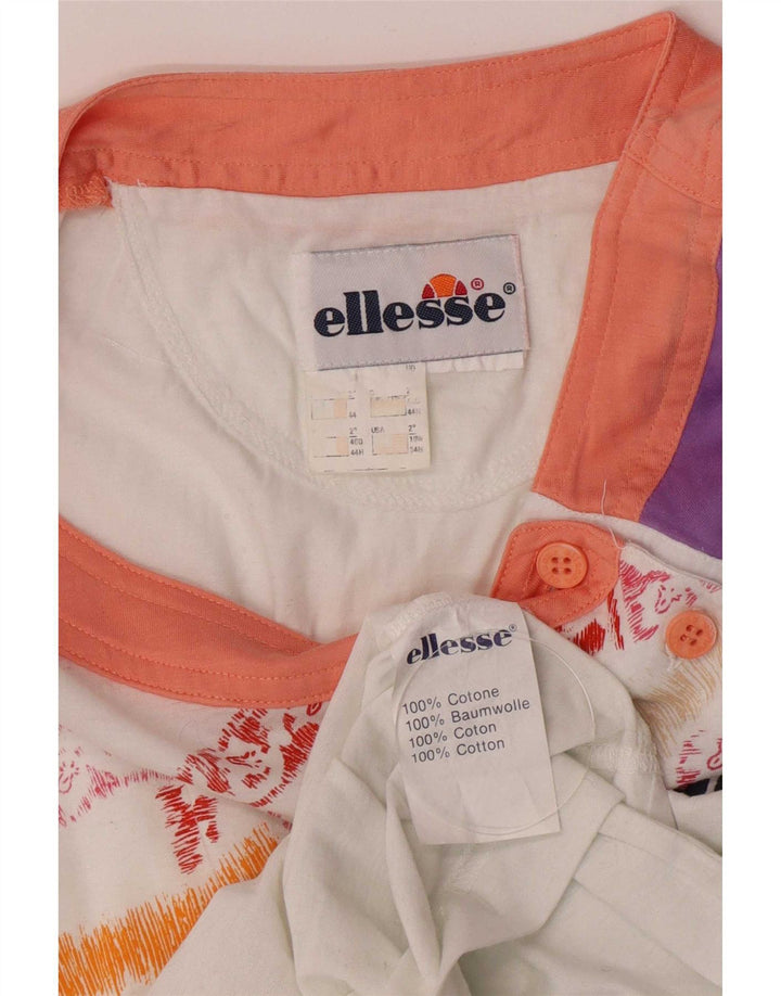 Ellesse camiseta feminina gráfica top IT 44 algodão colorblock branco médio