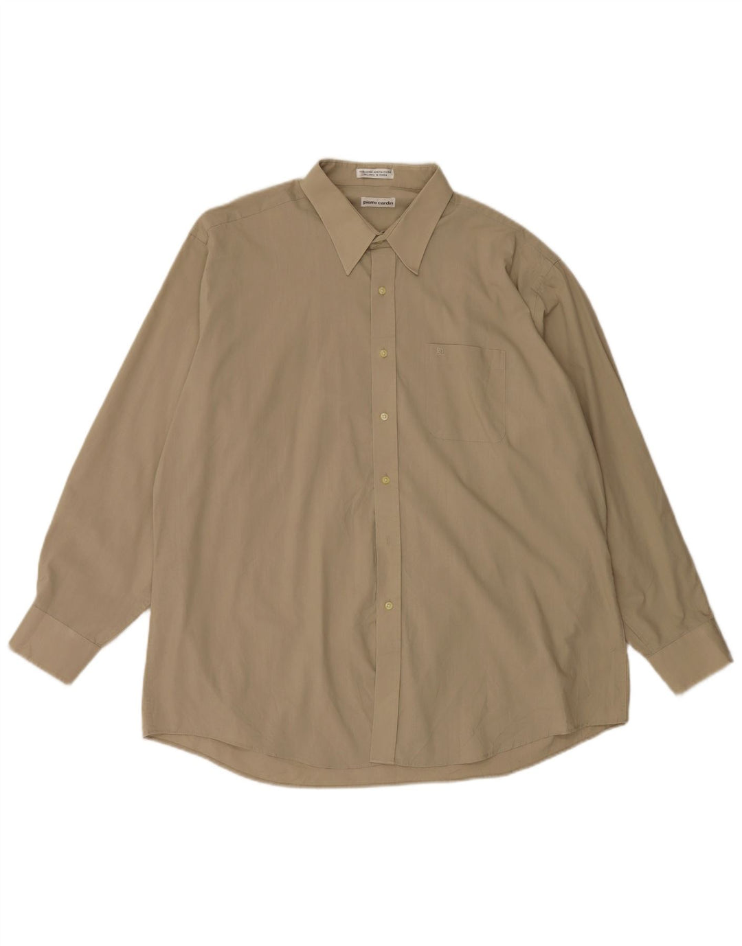 Camisa masculina Pierre Cardin tamanho 18 XL algodão bege