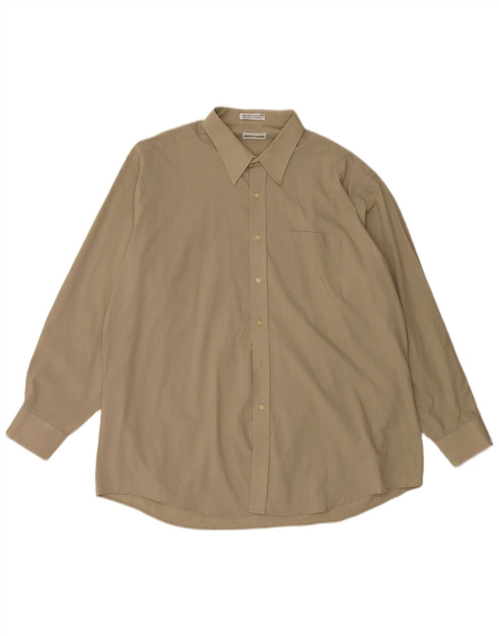 Camisa masculina Pierre Cardin tamanho 18 XL algodão bege