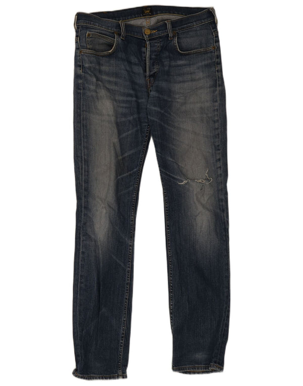 Lee Mens Powell Distressed Slim Jeans W32 L34 Azul Algodão