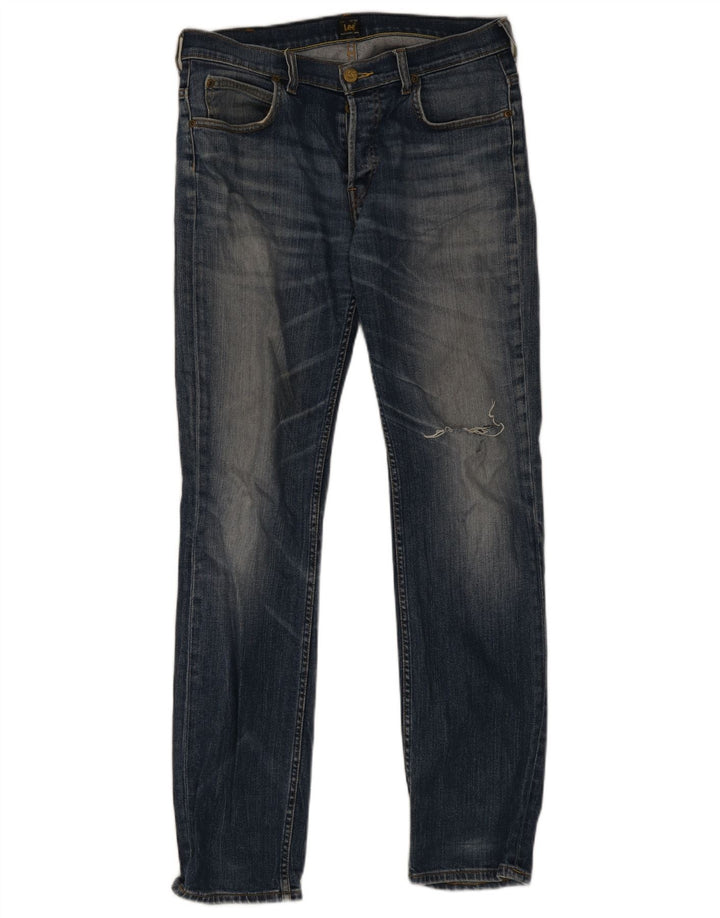 Lee Mens Powell Distressed Slim Jeans W32 L34 Azul Algodão