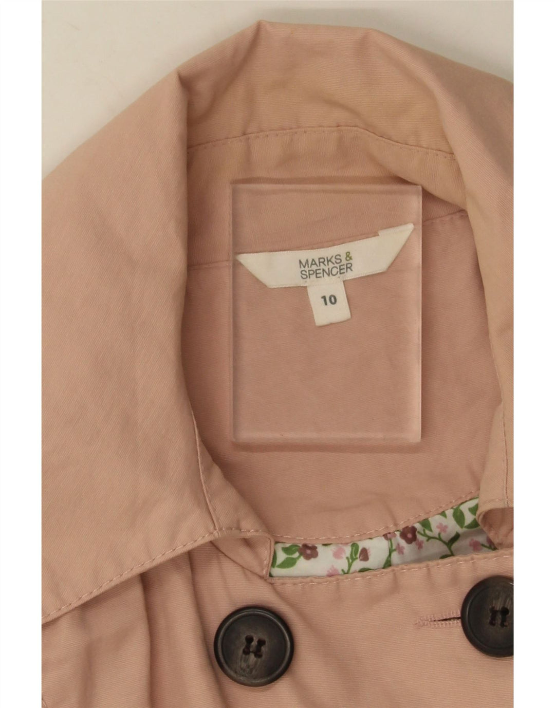Trench Coat feminino Marks & Spencer Reino Unido 10 pequeno algodão rosa