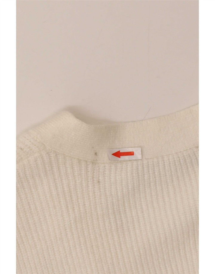 Suéter cardigã feminino Zara Reino Unido 12 viscose branca média