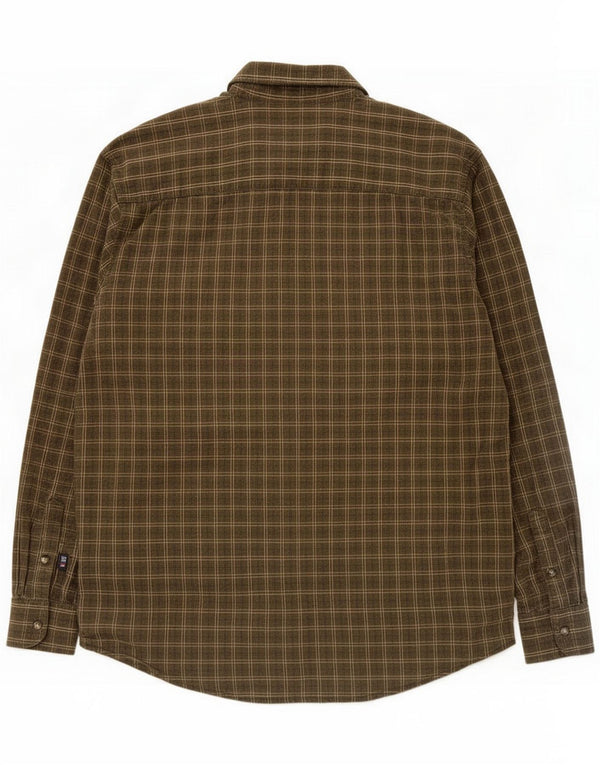 Wrangler Camisa masculina média cáqui xadrez algodão