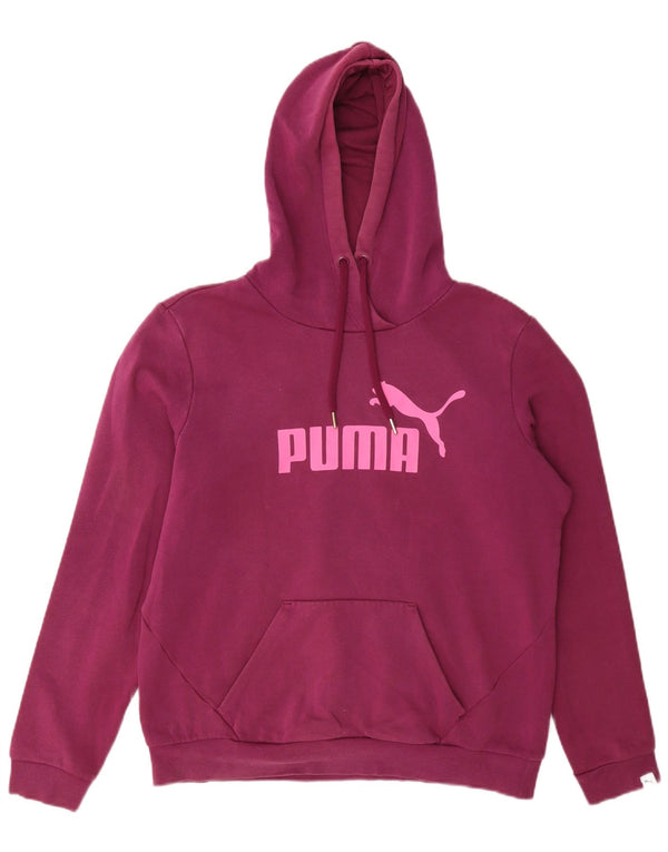 Puma feminino gráfico moletom com capuz UK 14 grande roxo poliéster