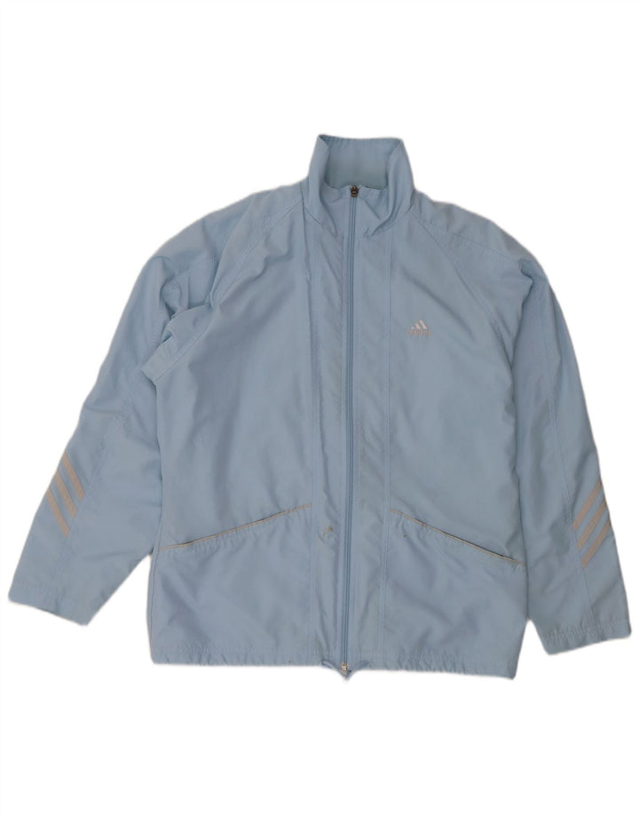 ADIDAS Womens Tracksuit Top Jacket UK 14 Grande Azul Poliéster