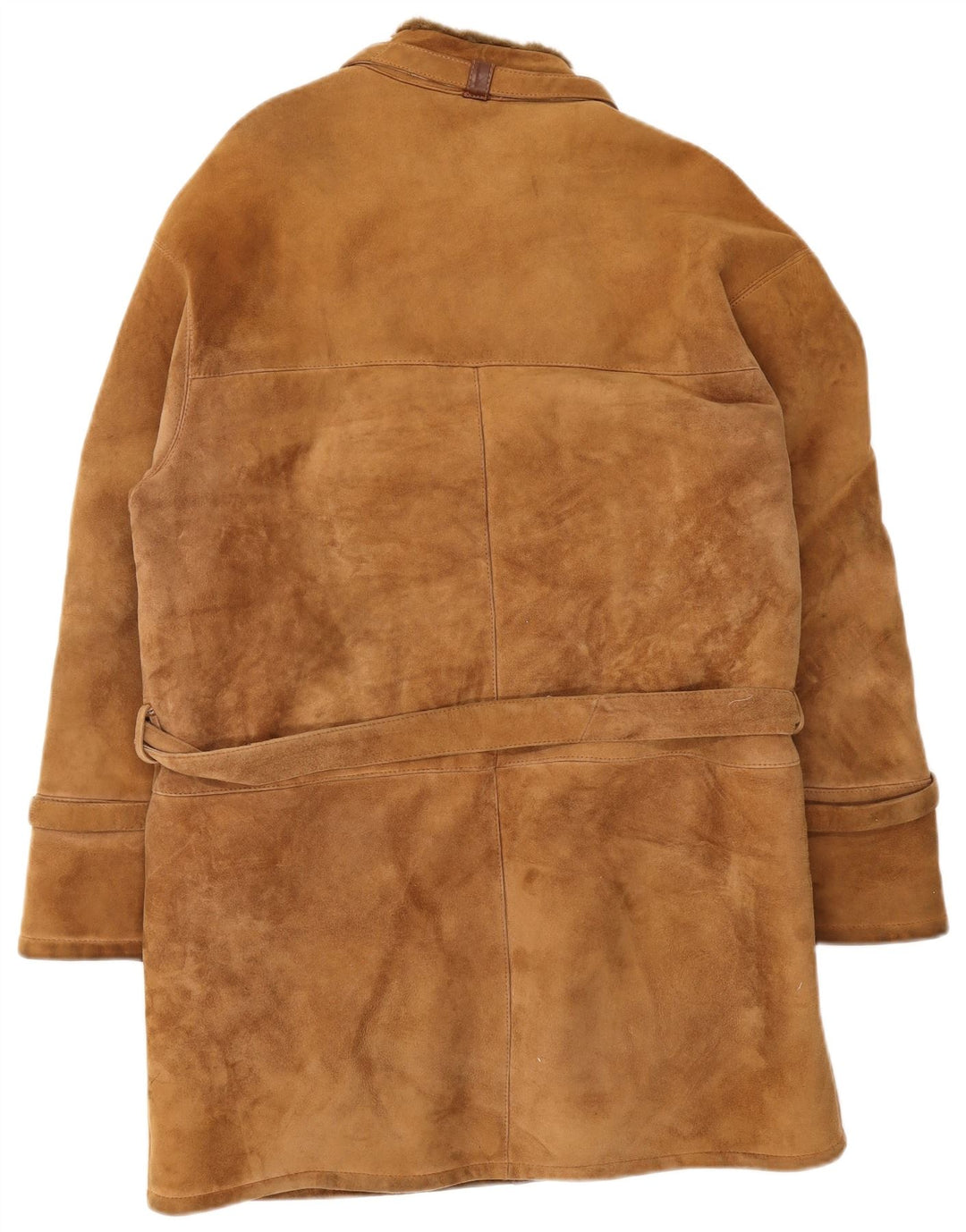 Sobretudo masculino vintage de shearling UK 36 pequeno marrom