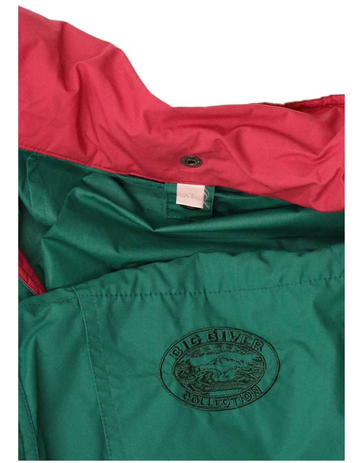Jaqueta corta-vento masculina vintage UK 42 XL poliéster verde