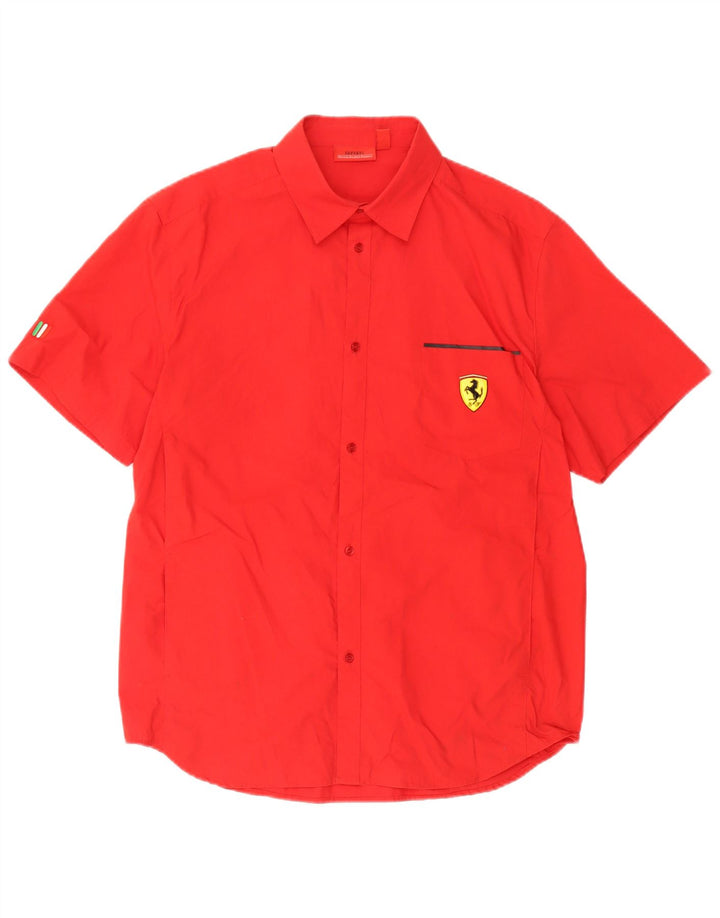 Camisa masculina Ferrari de manga curta grande algodão vermelho