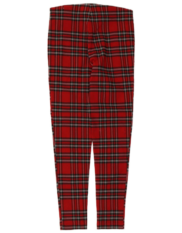 Zara Calça feminina casual slim média W28 L26 vermelha xadrez viscose
