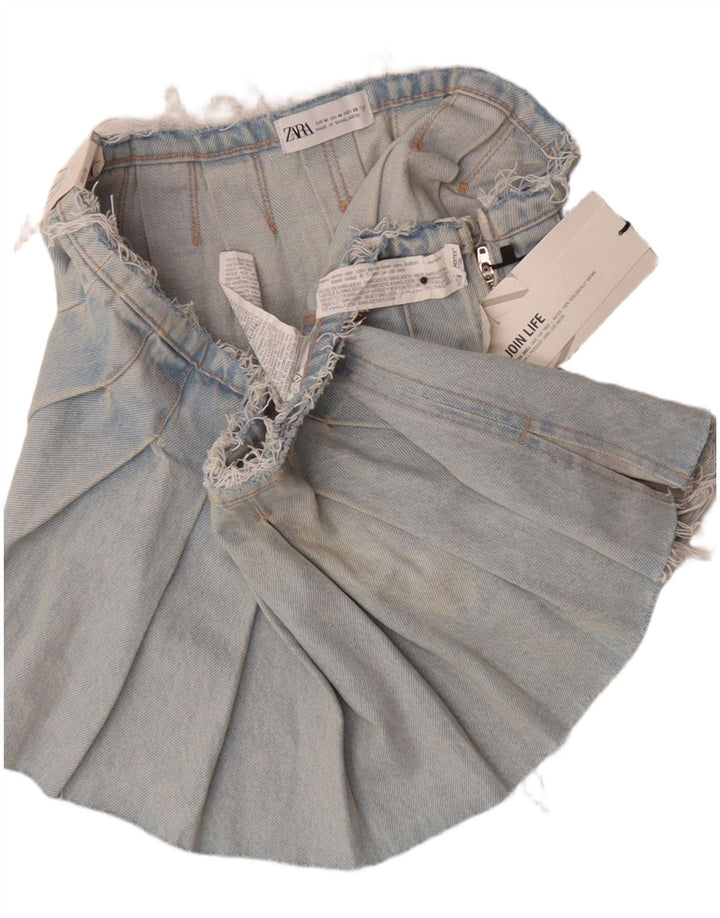 Mini saia jeans feminina Zara médio W28 algodão azul