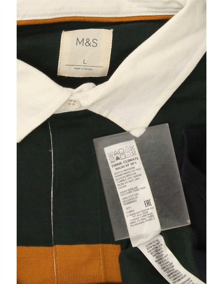 Camisa polo masculina de rugby Marks & Spencer grande listrada multicolorida