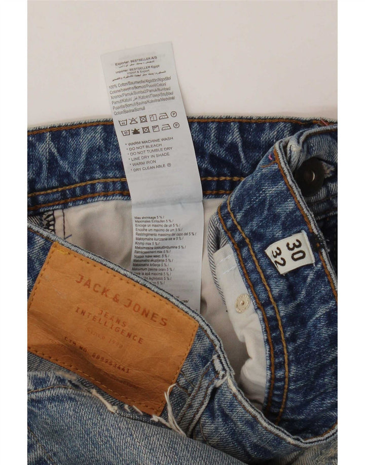 Jack & Jones Masculino Mike Comfort Fit Jeans Slim W30 L32 Azul Patchwork