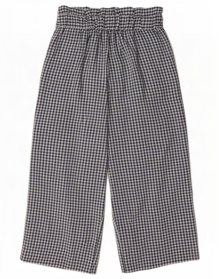 Calça feminina Zara Cullotes Capri médio W28 L22 azul marinho guingão