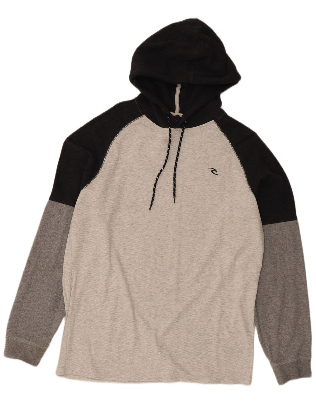 Rip Curl Top masculino com capuz manga comprida algodão colorblock cinza médio