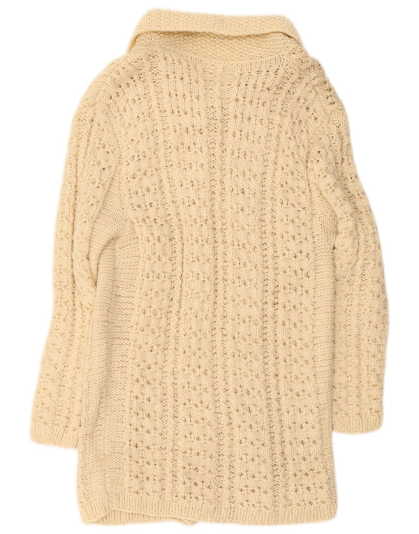 Suéter Cardigan Longline Feminino Vintage Reino Unido 10 Pequeno Off White