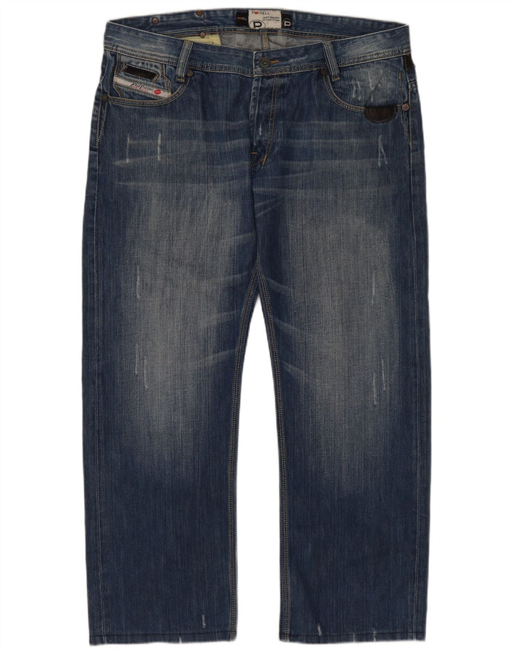 Jeans retos masculinos vintage W40 L30 algodão azul