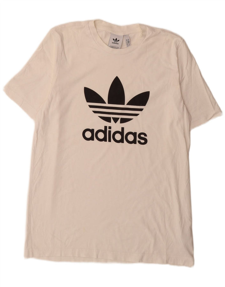 Adidas Mens Graphic T-Shirt Top Médio Algodão Branco