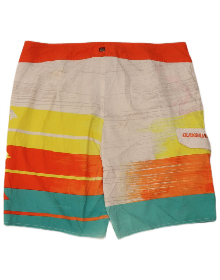 Quiksilver Shorts de natação masculino gráfico grande listrado multicolorido