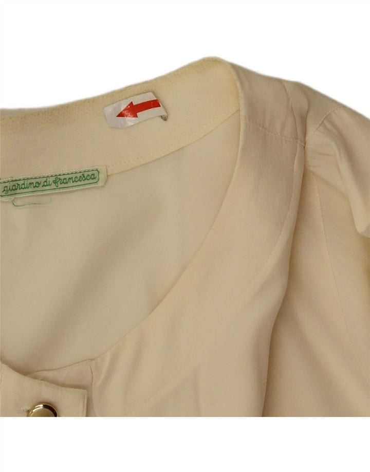 Blusa feminina vintage UK 14 seda branca média