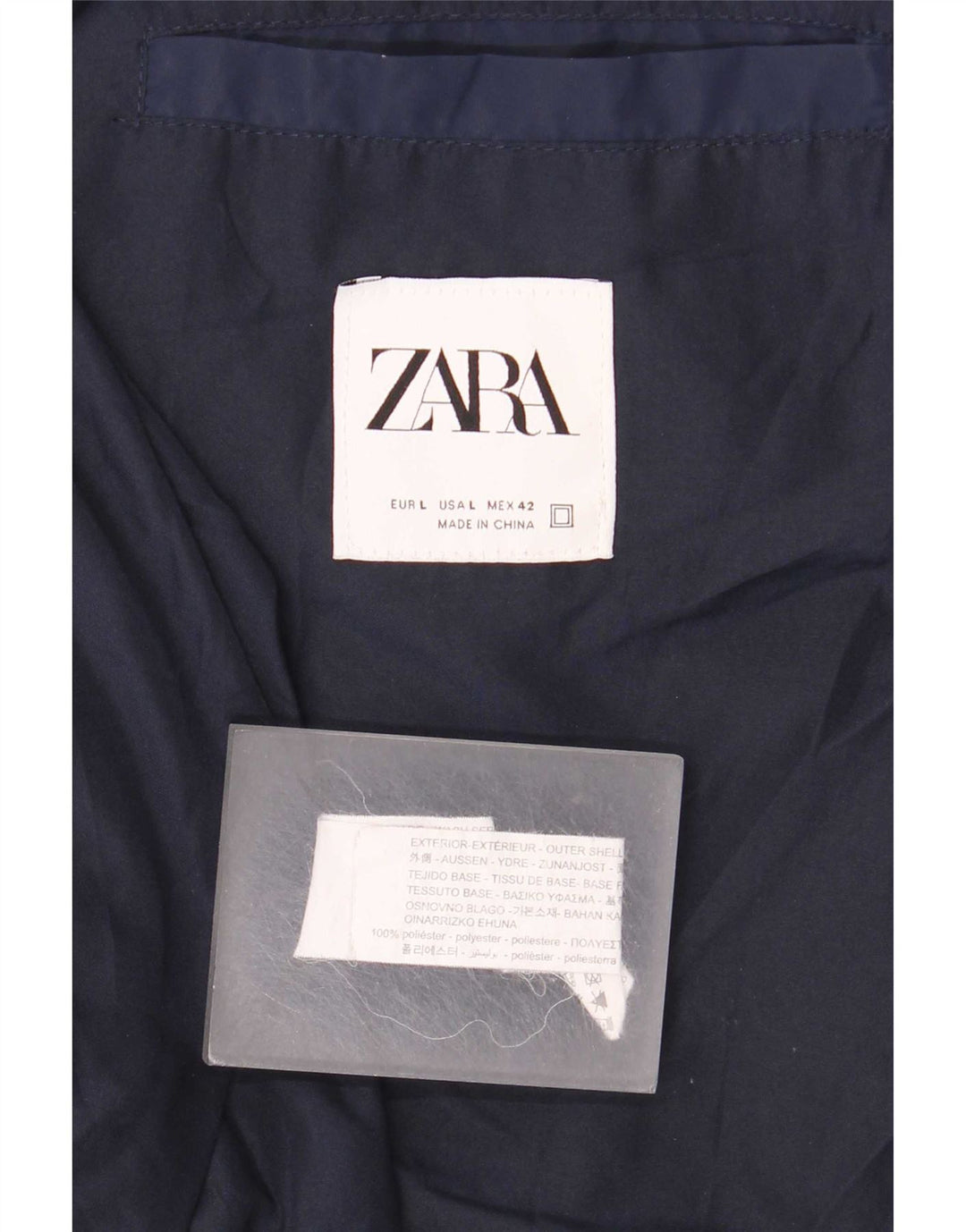 Zara Mens Bomber Jacket UK 40 Grande Poliéster Azul Marinho