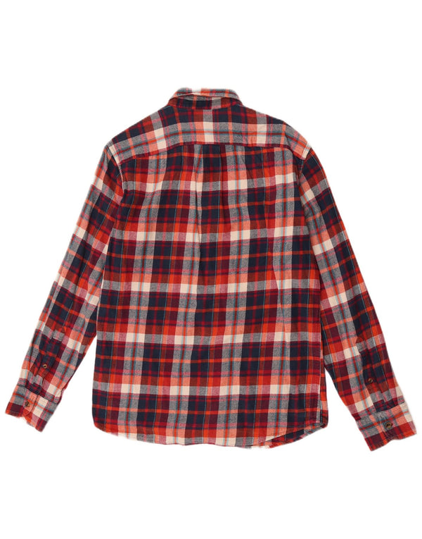 Camisa masculina de flanela fina J. Crew algodão xadrez vermelho médio
