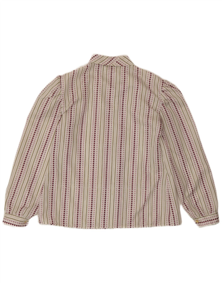 Camisa feminina vintage UK 14 média listrada multicolorida