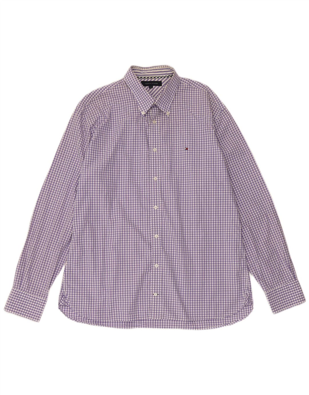Camisa masculina TOMMY HILFIGER XL de algodão xadrez roxo