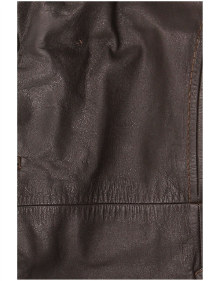 Casaco de couro masculino vintage UK 38 marrom médio
