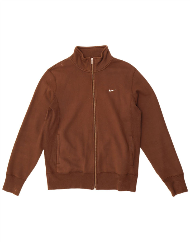 Nike Mens Tracksuit Top Jacket UK 38/40 Médio Marrom Algodão