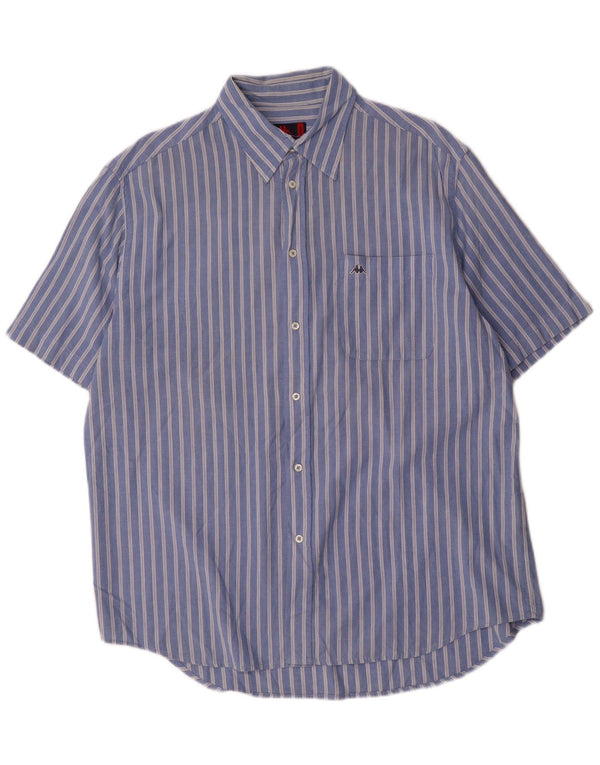 Camisa masculina Kappa de manga curta grande algodão listrado azul