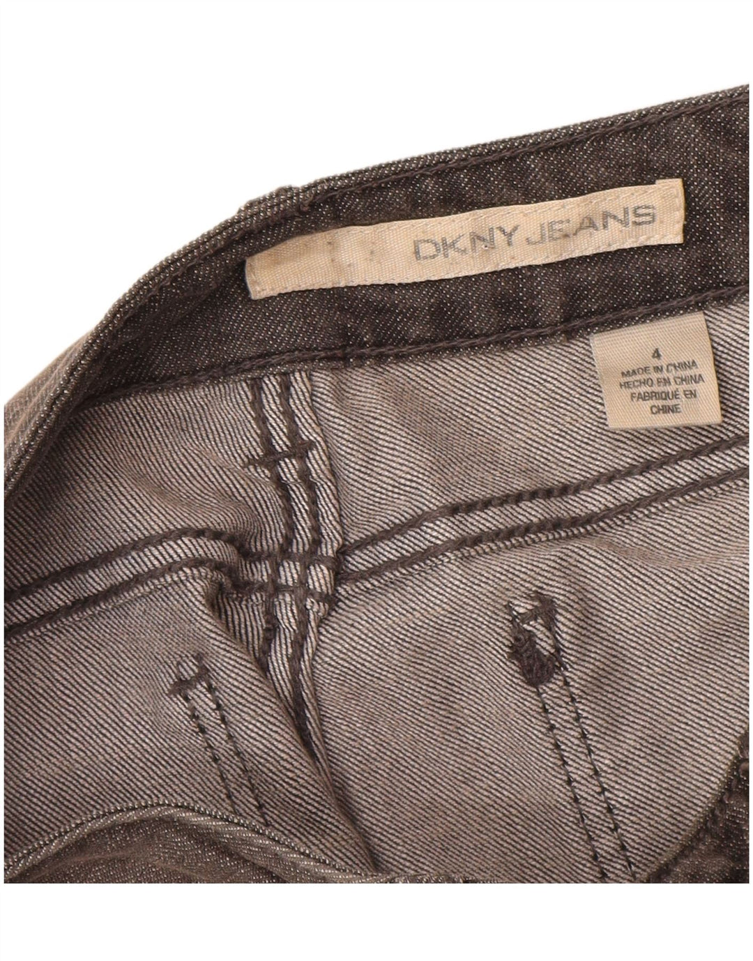 Dkny Jeans feminino slim US 4 pequeno W28 L30 algodão cinza