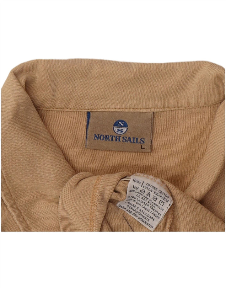 Camisa polo masculina de manga comprida NORTH SAILS grande algodão bege