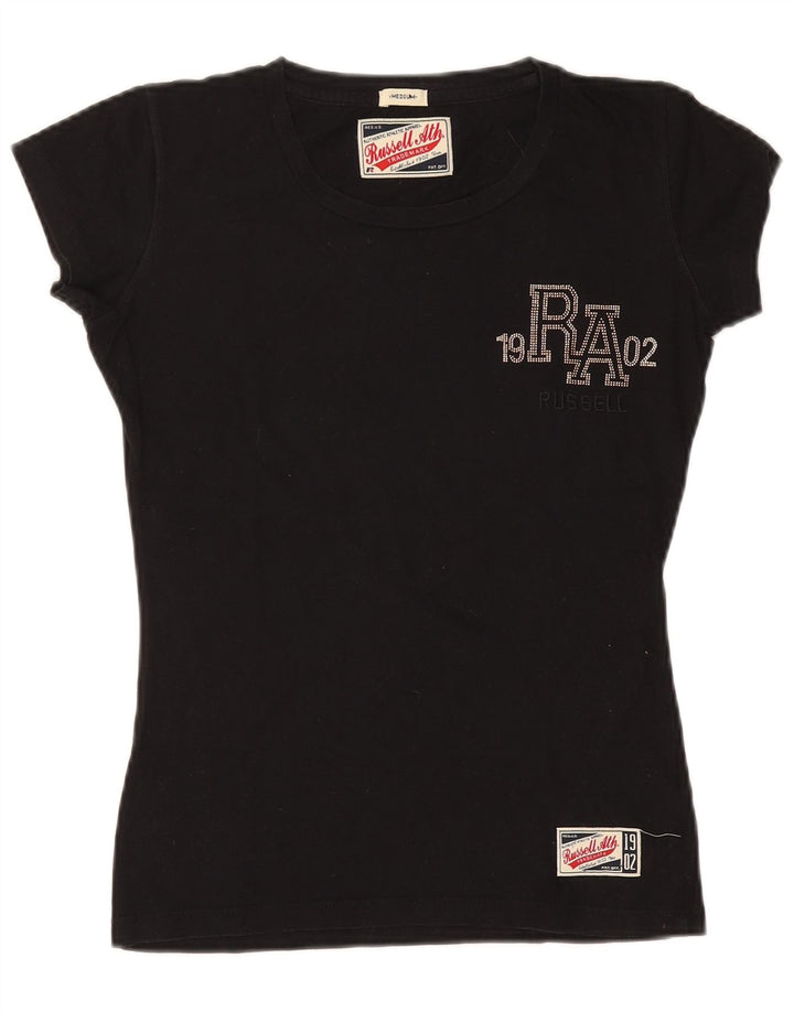 Camiseta feminina Russell Athletic com estampa gráfica UK 14 médio preto