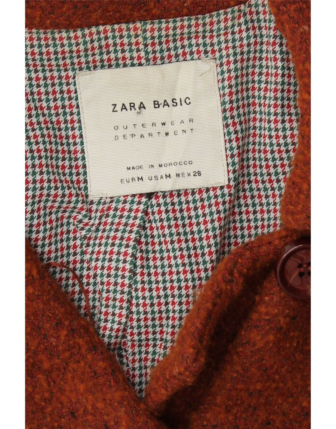 Casaco feminino Zara com peito duplo Reino Unido 12 lã marrom médio
