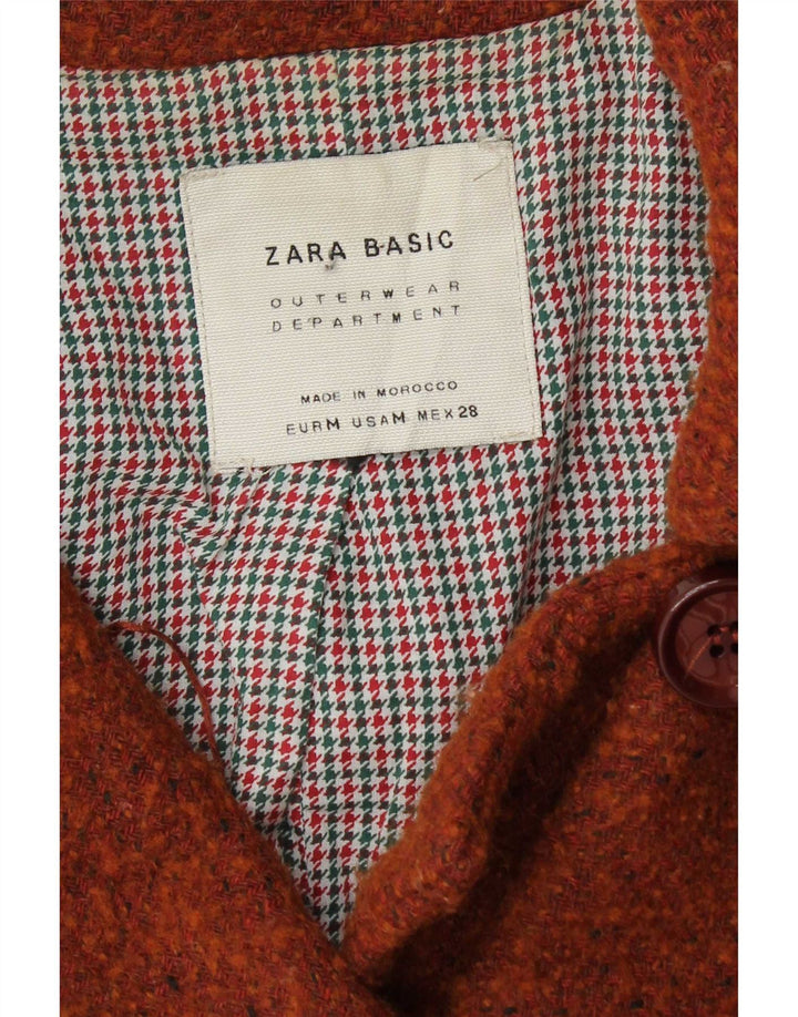 Casaco feminino Zara com peito duplo Reino Unido 12 lã marrom médio