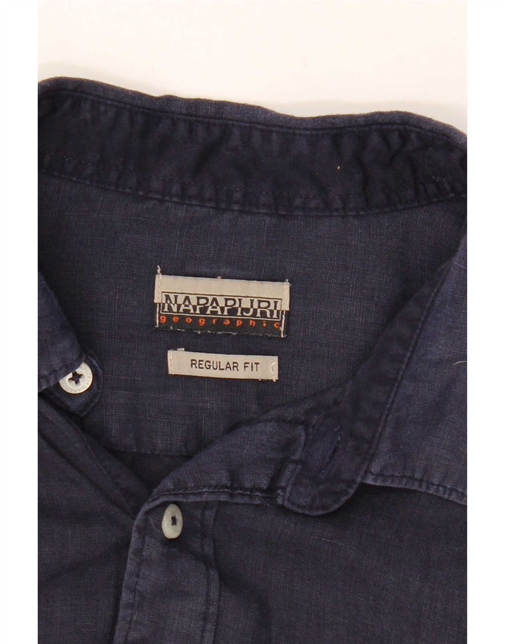 Camisa masculina de manga curta regular fit Napapijri azul marinho médio