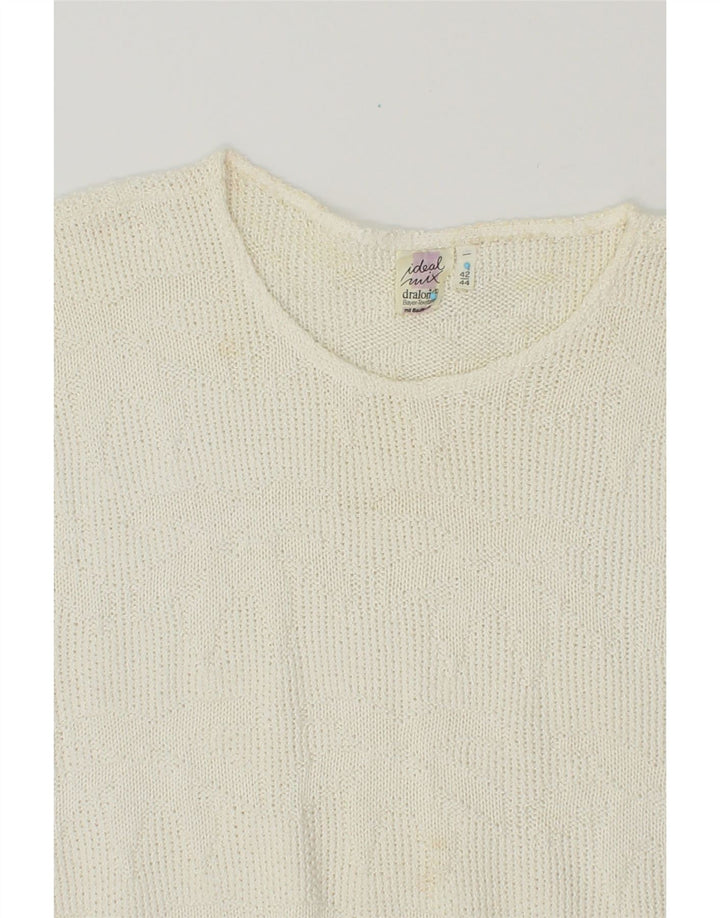VINTAGE Womens Crew Neck Jumper Sweater IT 42/44 Medium Off White Vintage Vintage and Second-Hand Vintage from Messina Hembry 