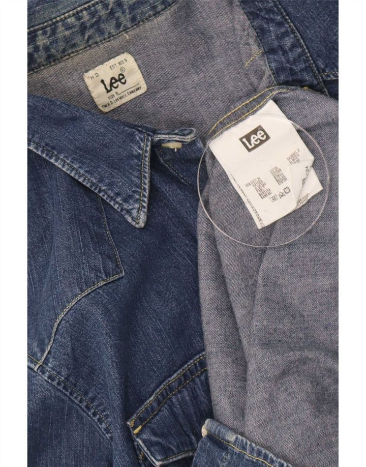 Camisa jeans masculina Lee algodão azul médio