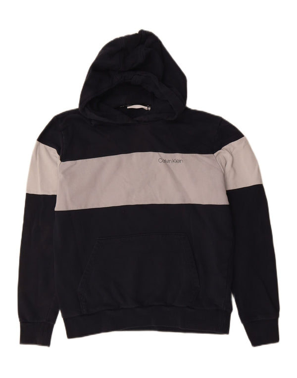Calvin Klein Masculino Loose Fit Hoodie Jumper Médio Azul Marinho Colorblock