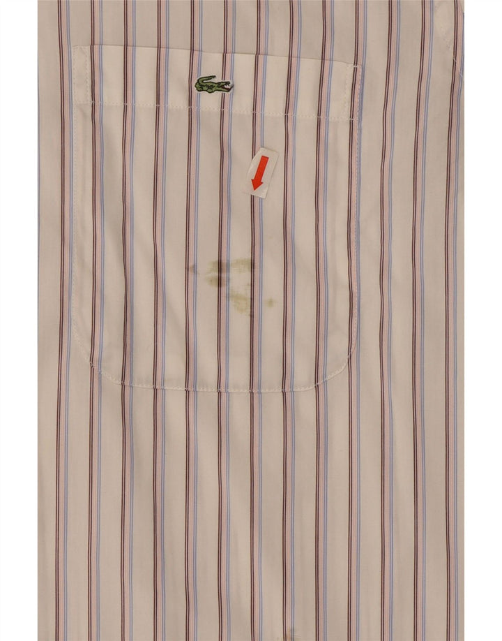Camisa masculina Lacoste tamanho 42 grande algodão listrado branco